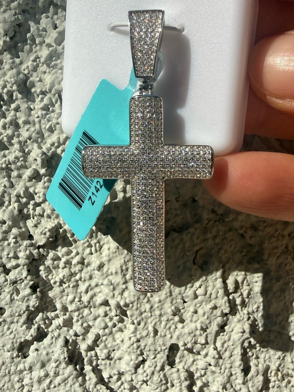 Italian Sterling Silver Moissanite Cross Pendant 1.37 CTW - Picture 5 of 6